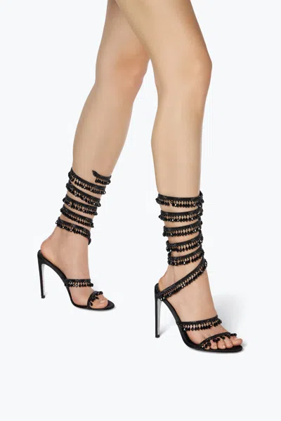 René Caovilla Chandelier Beaded Ankle-wrap Sandals In Black