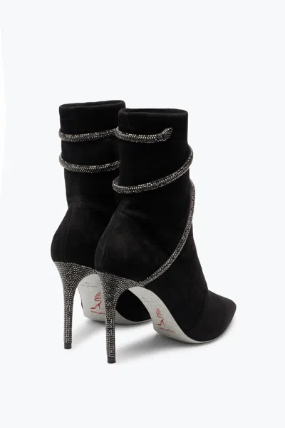 René Caovilla Cleo Crystals Black Bootie 100 In Black
