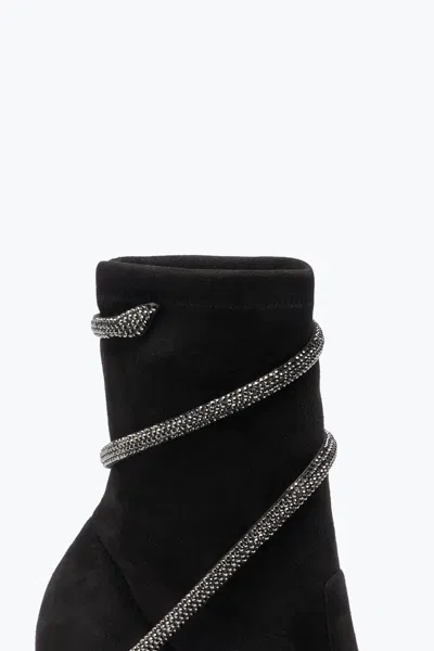 René Caovilla Cleo Crystals Black Bootie 100 In Black
