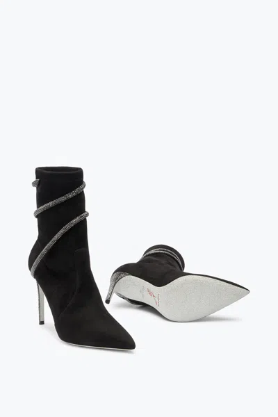 René Caovilla Cleo Crystals Black Bootie 100 In Black