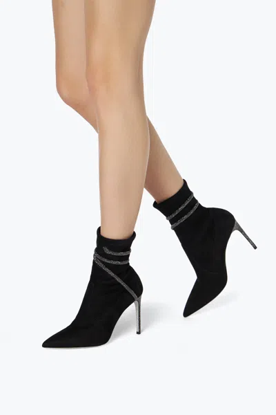 René Caovilla Cleo Crystals Black Bootie 100 In Black