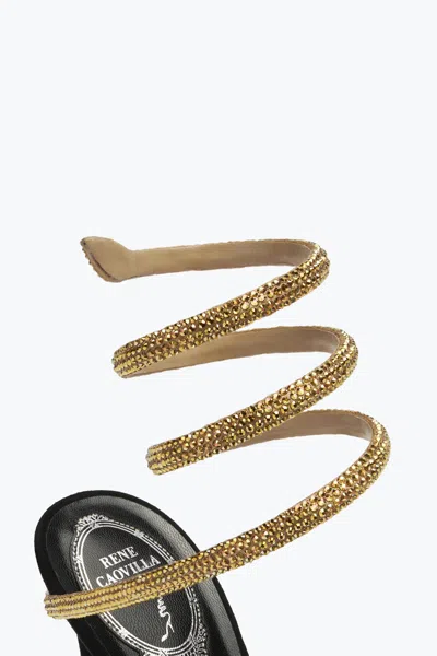 René Caovilla Crystal-embellished Stiletto Sandals With Spiraled Strap In Neutral