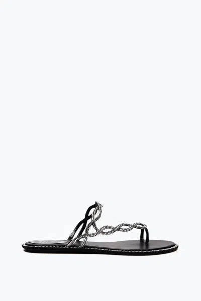 René Caovilla Rene Caovilla Black Flat Braid Sandal 10
