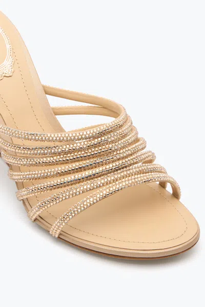 René Caovilla Satin Crystal-embellished Strappy Wedge Slides