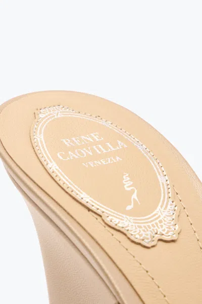 René Caovilla Satin Crystal-embellished Strappy Wedge Slides