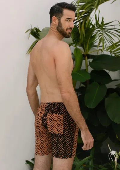 Jmp The Label Breakers Elastic Waist Men's Short - Tiger Switch Print In Brown
