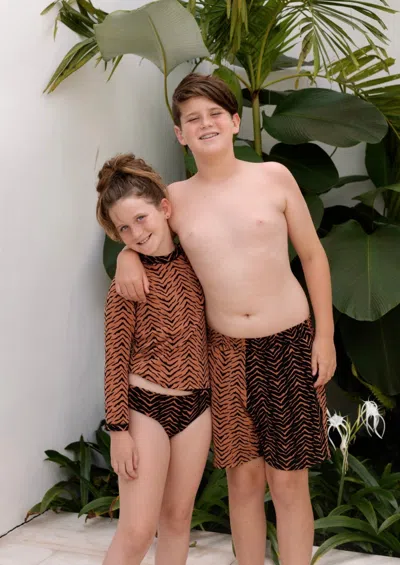 Jmp The Label Breakers Elastic Waist Men's Short - Tiger Switch Print In Brown