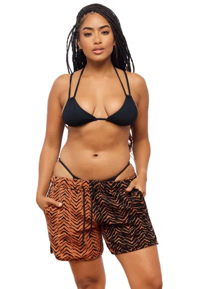 Jmp The Label Breakers Elastic Waist Men's Short - Tiger Switch Print In Brown