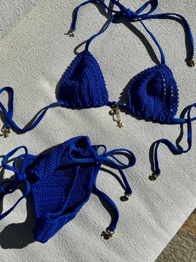 Jmp The Label Cabo Top - Cobalt Crochet In Blue