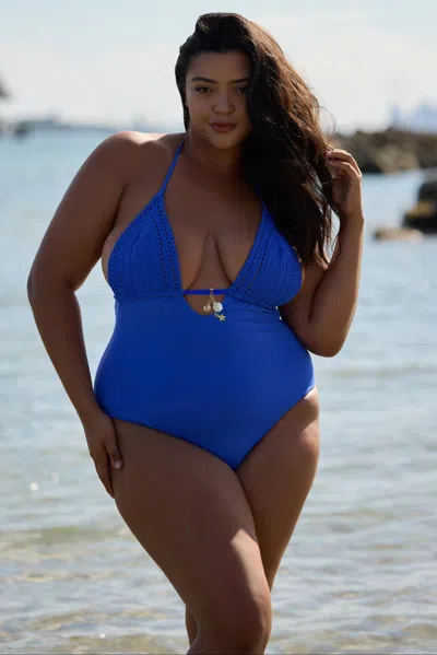 Jmp The Label Caracas One Piece - Cobalt Crochet In Blue
