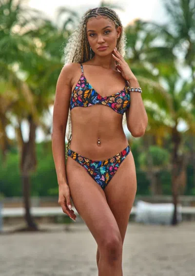 Jmp The Label Cayman Mid Rise Bikini Bottom - Mariposa In Multi