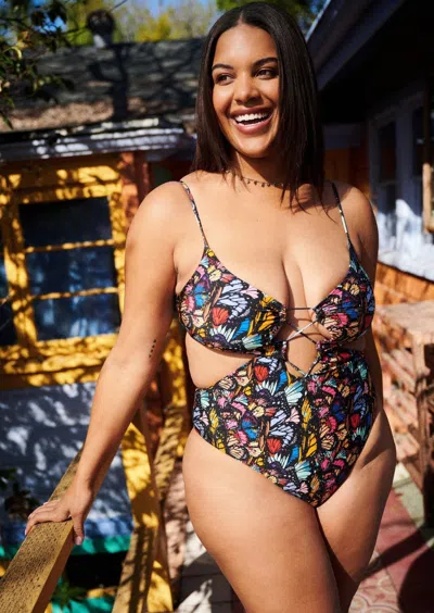 Jmp The Label Kingston One Piece - Mariposa Print In Purple