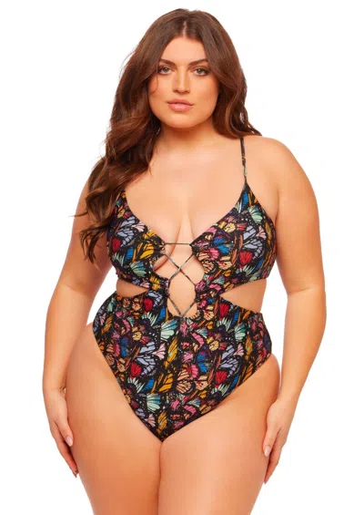 Jmp The Label Kingston One Piece - Mariposa Print In Purple