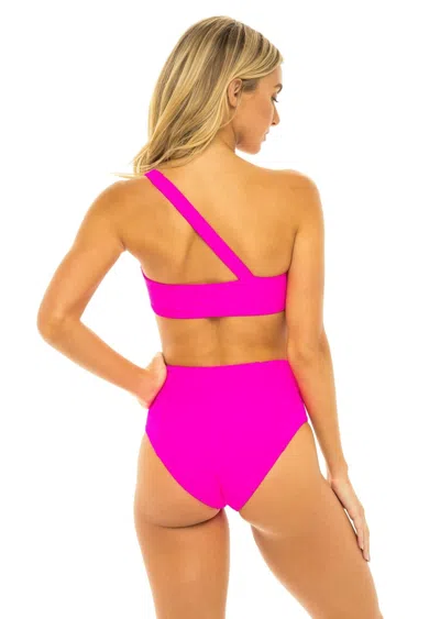 Jmp The Label Laguna High Waist Bikini Bottom - Passion Pink In Red