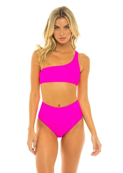 Jmp The Label Laguna High Waist Bikini Bottom - Passion Pink In Red