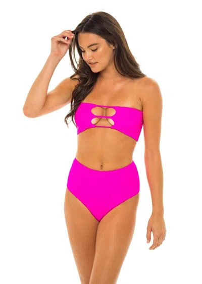 Jmp The Label Laguna High Waist Bikini Bottom - Passion Pink In Red