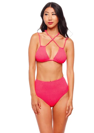 Jmp The Label Laguna High Waist Bikini Bottom - Zinnia Pink In Orange