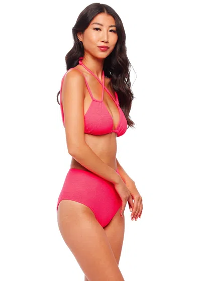 Jmp The Label Laguna High Waist Bikini Bottom - Zinnia Pink In Orange