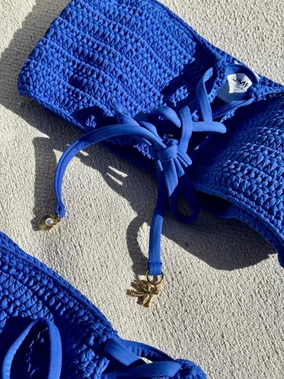 Jmp The Label Punta Mita Top - Cobalt Crochet In Blue