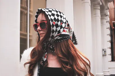 Jessie Zhao New York Double Sided Silk Scarf Of Checkerboard Imagination