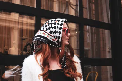 Jessie Zhao New York Double Sided Silk Scarf Of Checkerboard Imagination