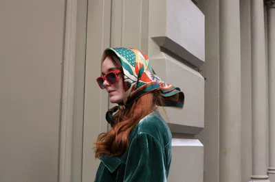 Jessie Zhao New York Double Sided Silk Scarf Of Green Wonderland