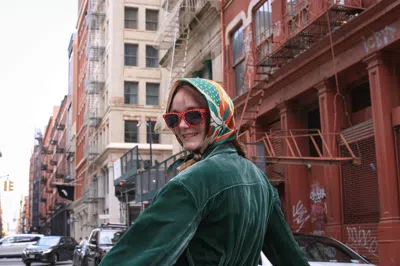 Jessie Zhao New York Double Sided Silk Scarf Of Green Wonderland