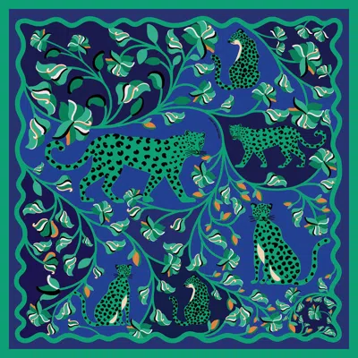 Jessie Zhao New York Double Sided Silk Scarf Of Leopards In The Verdant Wild - Large