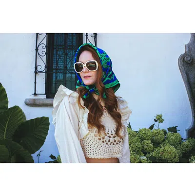 Jessie Zhao New York Double Sided Silk Scarf Of Leopards In The Verdant Wild - Large