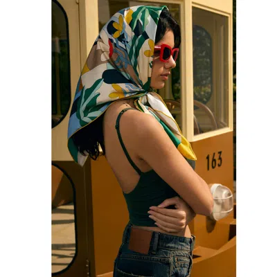 Jessie Zhao New York Double Sided Wool Silk Scarf Of Tropical Breeze