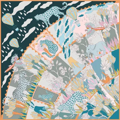 Jessie Zhao New York Double Sided Silk Scarf Of World Travel