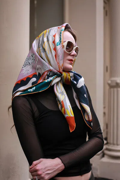 Jessie Zhao New York Double Sided Silk Scarf Of World Travel