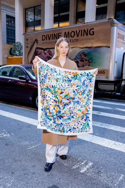 Jessie Zhao New York Double Sided Wool Silk Scarf Of Day Jungle Reverie