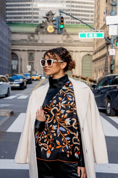 Jessie Zhao New York Double Sided Wool Silk Scarf Of Night's Enchanted Garden