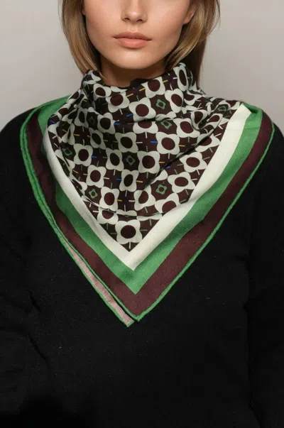 Jessie Zhao New York Double Sided Wool Silk Scarf Of Polka Dot Bloom In Multi