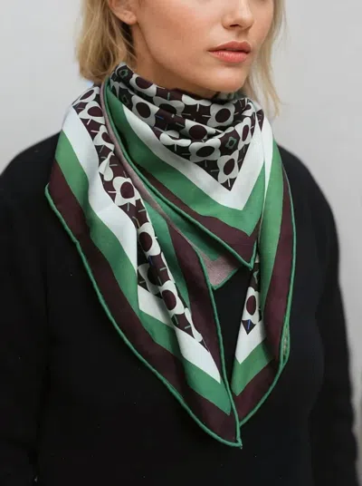 Jessie Zhao New York Double Sided Wool Silk Scarf Of Polka Dot Bloom In Multi