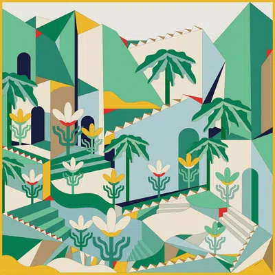 Jessie Zhao New York Double Sided Wool Silk Scarf Of Tropical Breeze