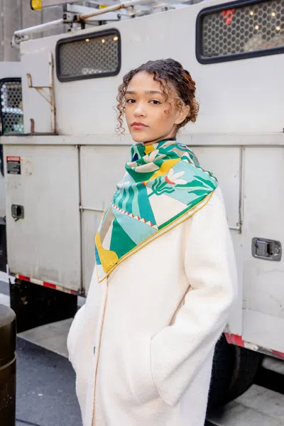 Jessie Zhao New York Double Sided Wool Silk Scarf Of Tropical Breeze