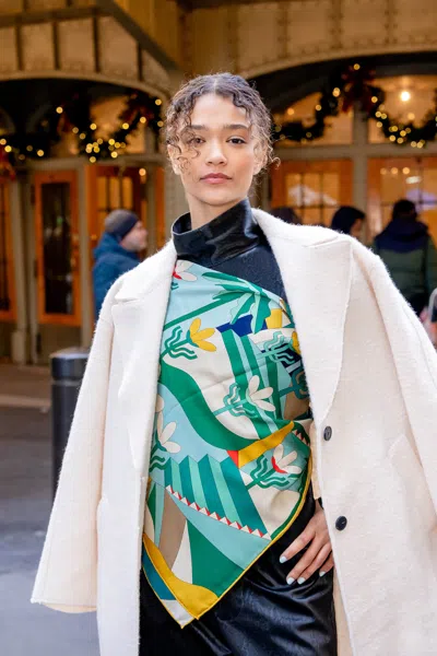 Jessie Zhao New York Double Sided Wool Silk Scarf Of Tropical Breeze