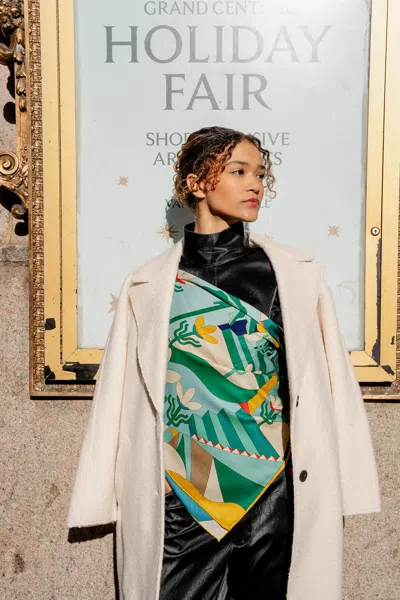 Jessie Zhao New York Double Sided Wool Silk Scarf Of Tropical Breeze