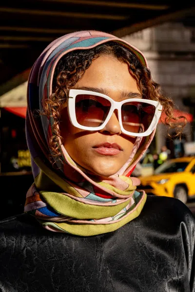 Jessie Zhao New York Double Sided Wool Silk Triangle Scarf Of Color Recombination In Neutral