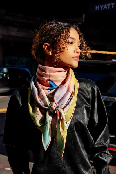 Jessie Zhao New York Double Sided Wool Silk Triangle Scarf Of Color Recombination In Neutral