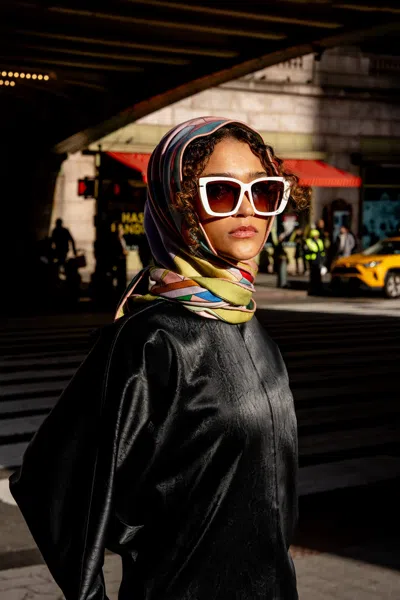 Jessie Zhao New York Double Sided Wool Silk Triangle Scarf Of Color Recombination In Neutral