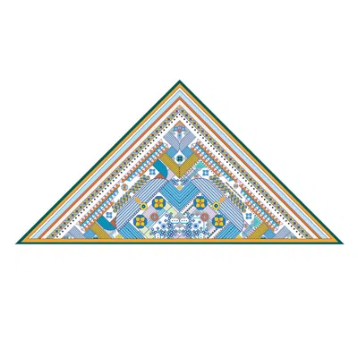 Jessie Zhao New York Double Sided Wool Silk Triangle Scarf Of Shapes Reconstruction