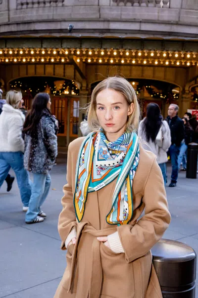 Jessie Zhao New York Double Sided Wool Silk Triangle Scarf Of Shapes Reconstruction