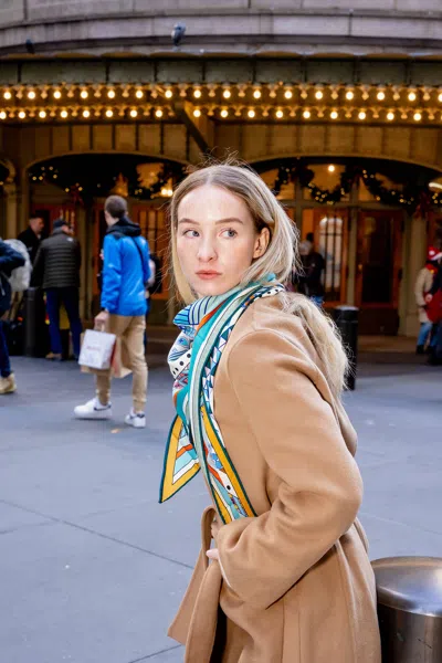 Jessie Zhao New York Double Sided Wool Silk Triangle Scarf Of Shapes Reconstruction