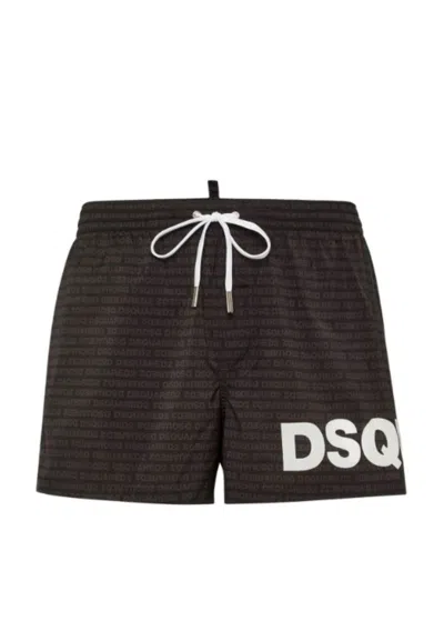 Dsquared2 Black Swimsuit With Logo Print
