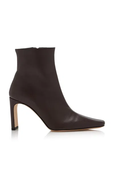 Staud Wally 90 Leather Ankle Boots In Brown
