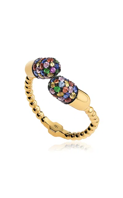 Elior Double Pill 18k Yellow Gold Sapphire Ring