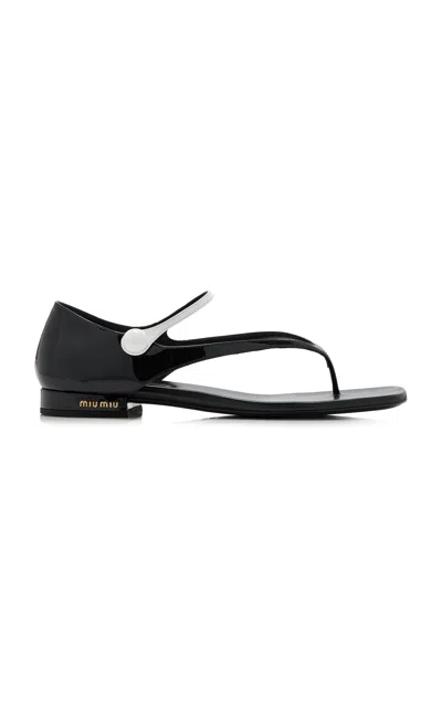 Miu Miu Thong Flat Sandals In Black